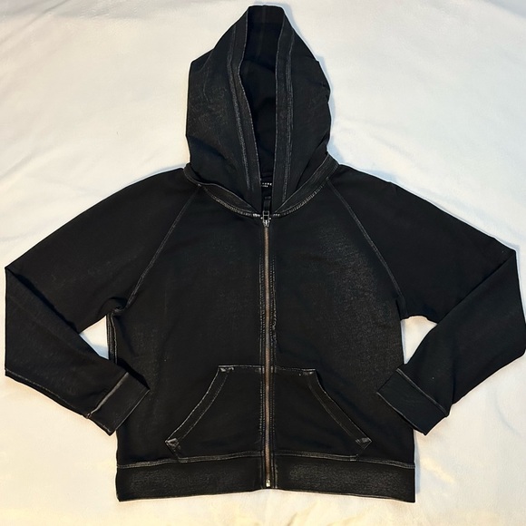 Elliott Lauren Tops - Elliot Lauren Soft Full Zip Distressed Black Hoodie M Womens 100% cotton Peru